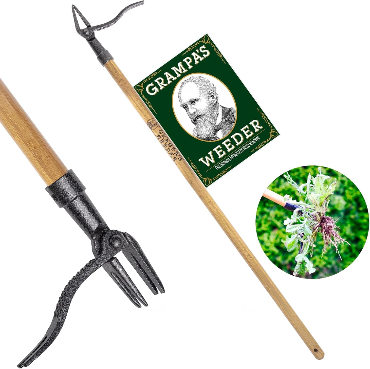 Grampa's Weeder Original Stand Up Weed Puller with Bamboo Handle