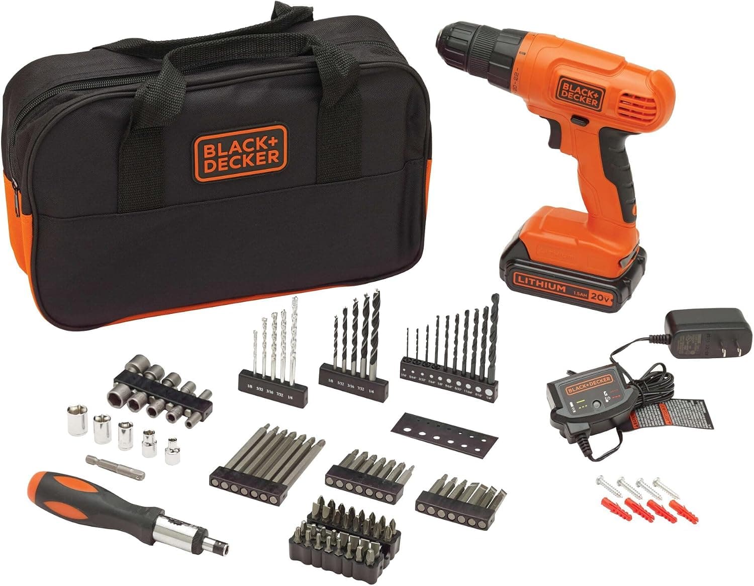 BLACK+DECKER 20V MAX POWERCONNECT Cordless Drill Kit, BDC120VA100